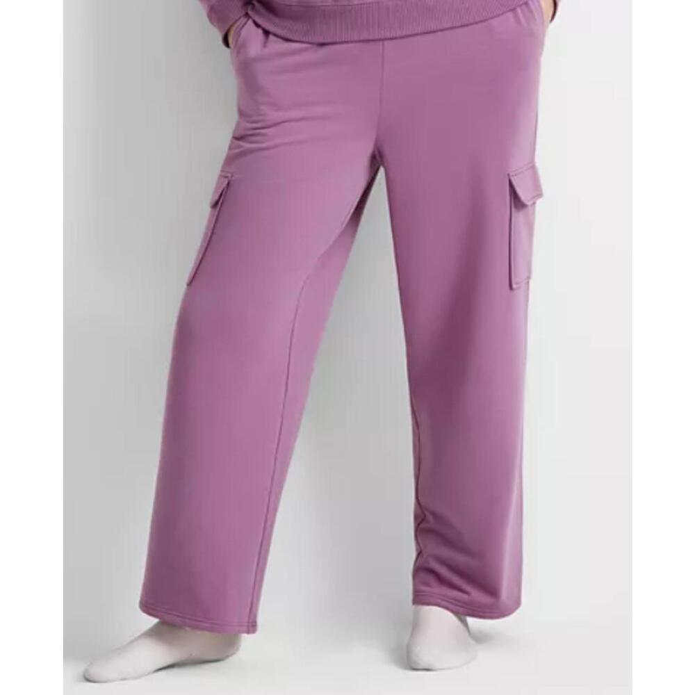 STATE OF DAY WOMENS HIGH-RISE FLEECE CARGO SOUR GRAPE - XL